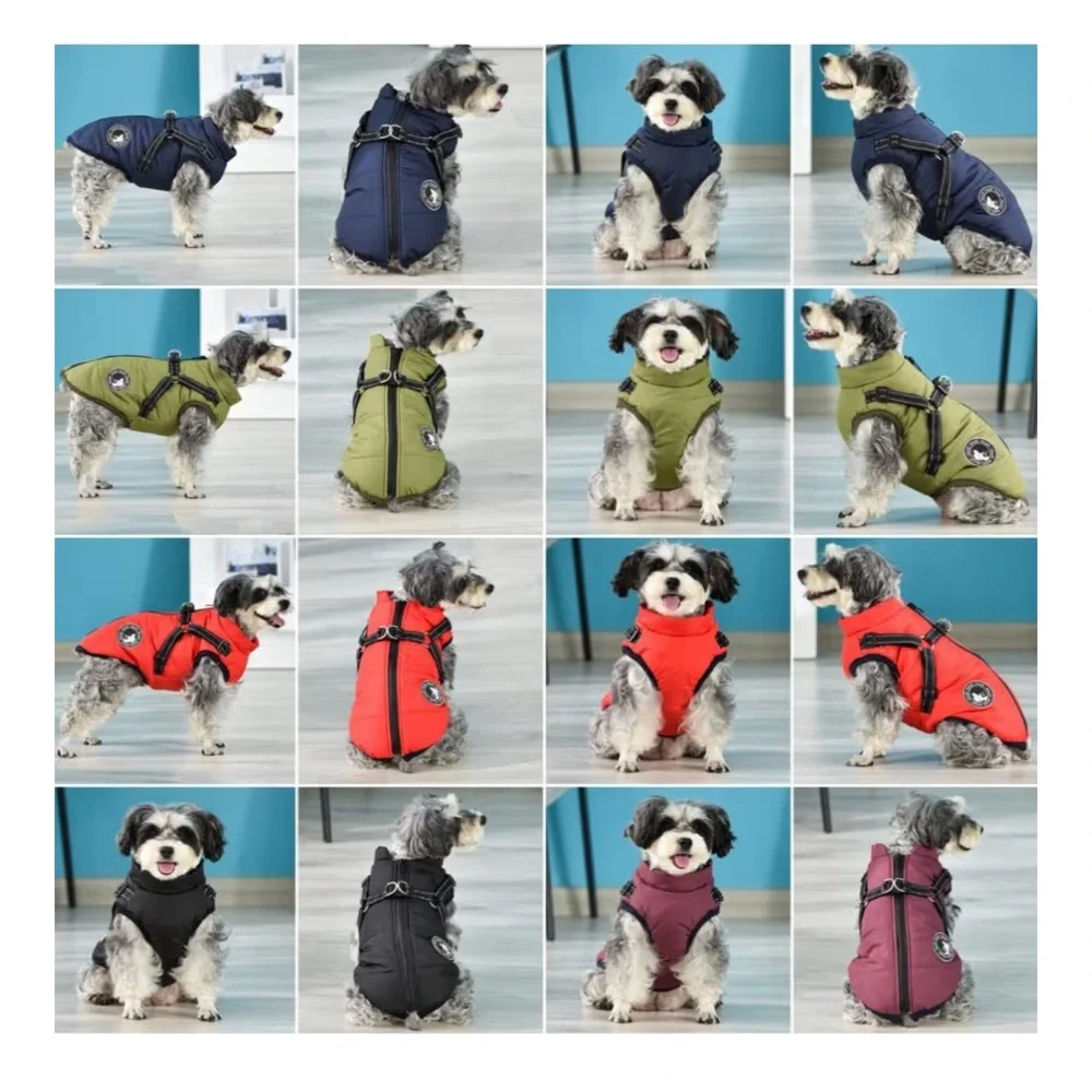 New Gyuch Winter Red Dog jacket with harness winter waterproof size small - Picture 5 of 12